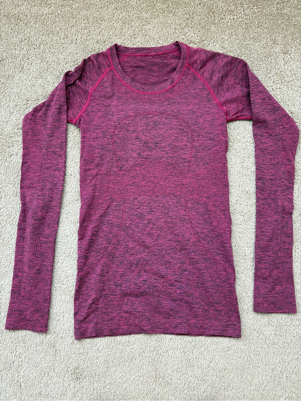 EUC Lululemon Swiftly Tech Heathered pink Long Sleeve Shirt Crew Neck 4